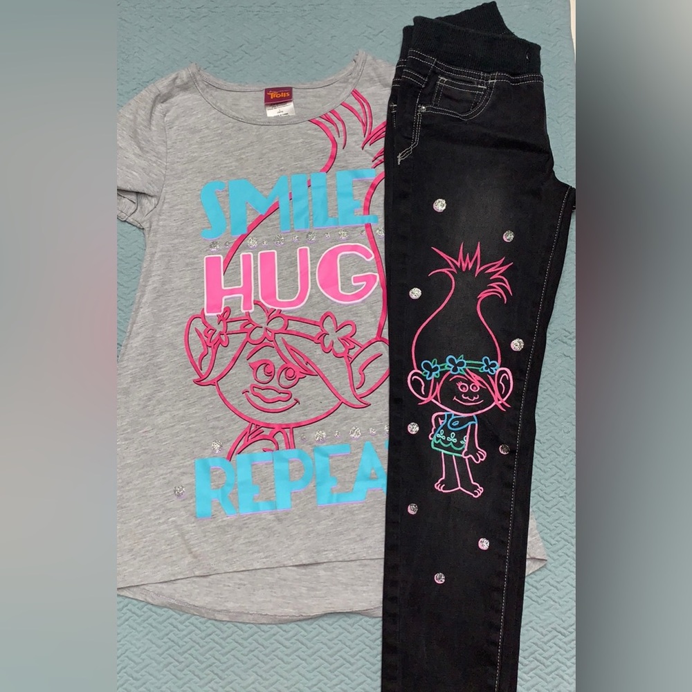 Trolls Poppy shirt and jeans are hand painted girls 10.